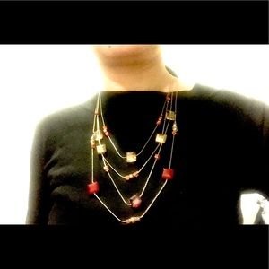 Ali-khan NewYork Multi-String Glass Necklace